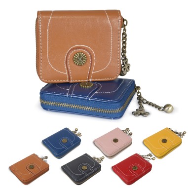 PORTE-MONNAIE FANTAISIE AVEC PENDELOQUES ET BOUTON EN MÉTA