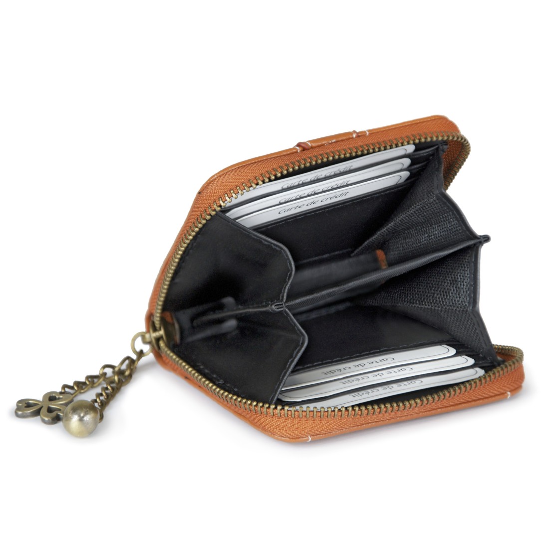 PORTE-MONNAIE FANTAISIE AVEC PENDELOQUES ET BOUTON EN MÉTA