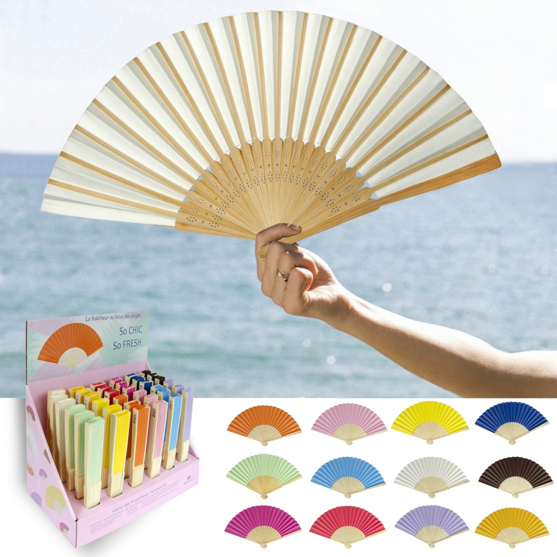 EVENTAILS ASSORTIS AVEC BOITE PRESENTOIR