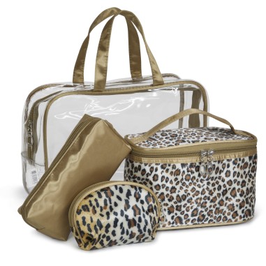 SET SAC PVC TRANSPARENT + 1 TROUSSE + 1 PORTE-MONNAIE + 1 MINI VANITY