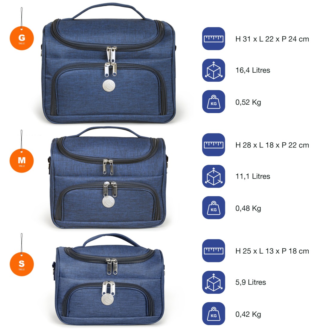 SET DE 3 VANITYS TEXTILE