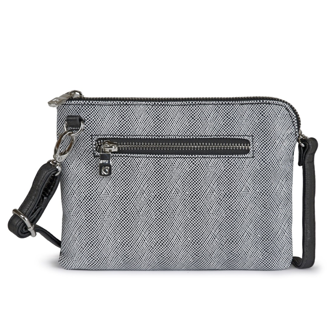 POCHETTE SYNTHETIQUE A BANDOULIERE REGLABLE NOIR ET BLANC