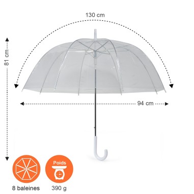 PARAPLUIE CANNE AUTOMATIQUE TRANSPARENT