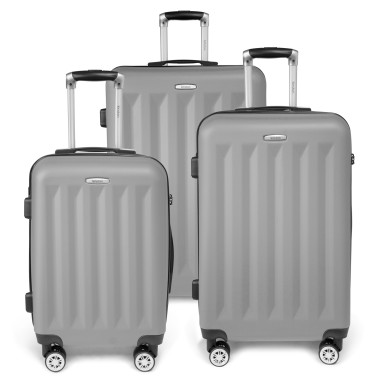 Moscou - Set de 3 valises rigides coque ABS Gris clair