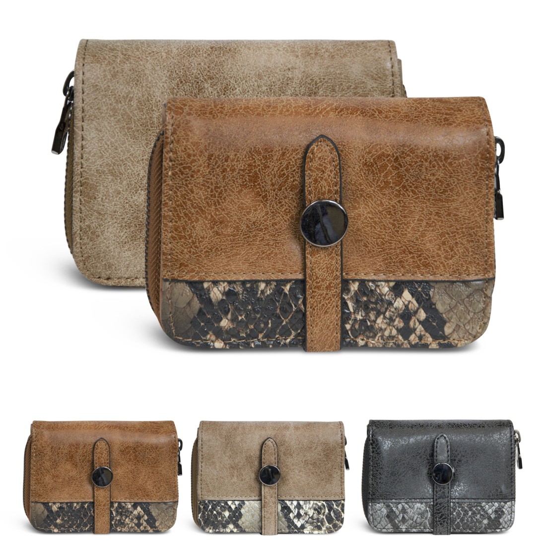 PORTEFEUILLE SYNTHETIQUE COMPARTIMENT ZIPPE + RABAT PRESSION