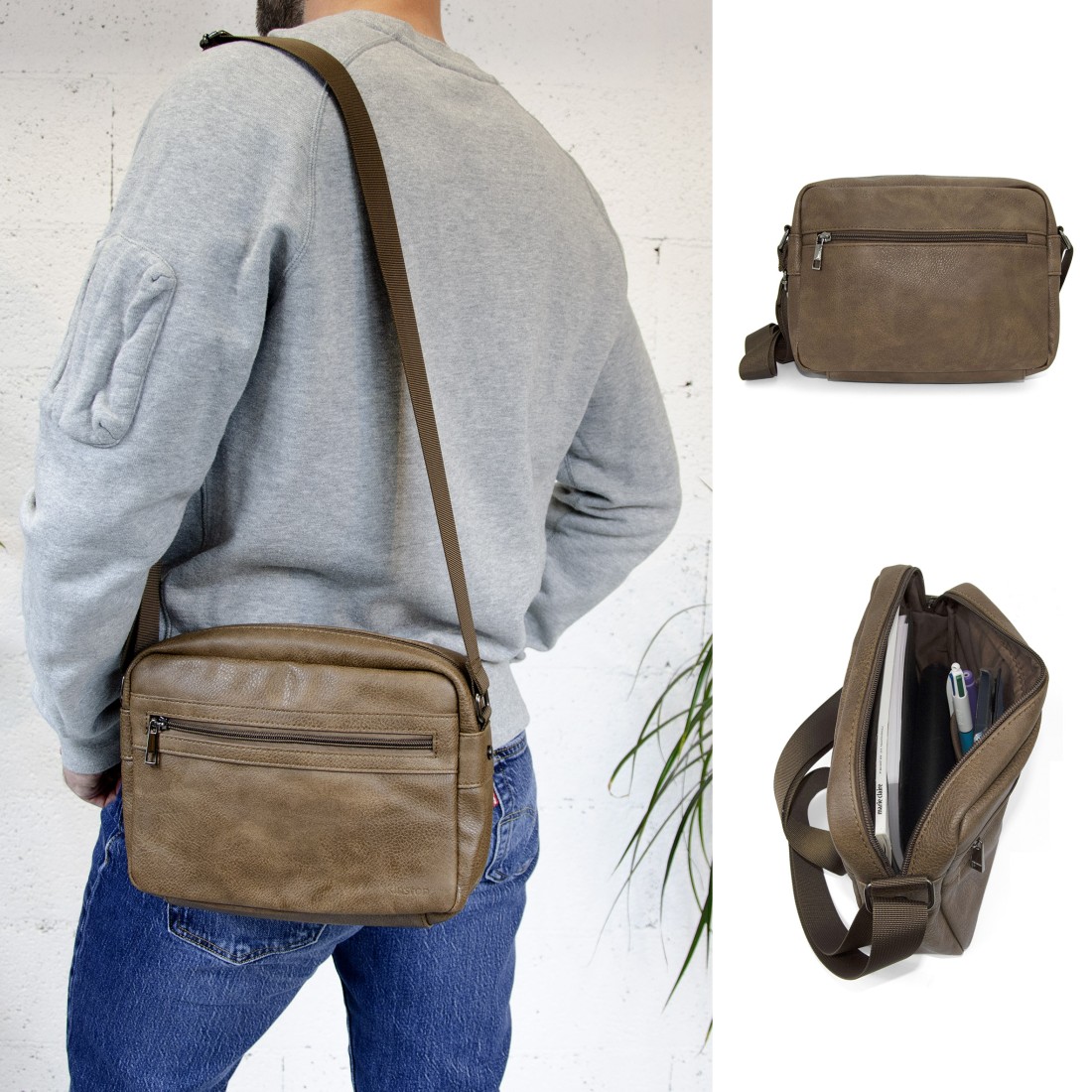 NATHAN - SACOCHE HOMME MARRON