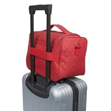 MADRID - SET DE 3 VANITYS TEXTILE ROUGES, MULTIPOCHES ZIPPÉES