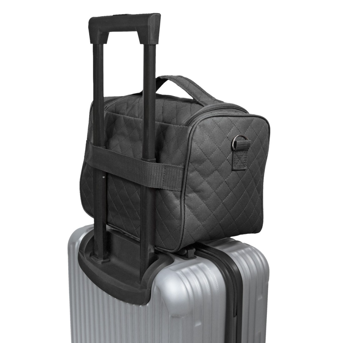 MADRID - SET DE 3 VANITYS TEXTILE NOIRS, MULTIPOCHES ZIPPÉES