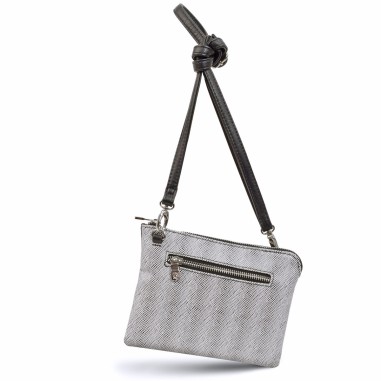 POCHETTE SYNTHETIQUE A BANDOULIERE REGLABLE NOIR ET BLANC