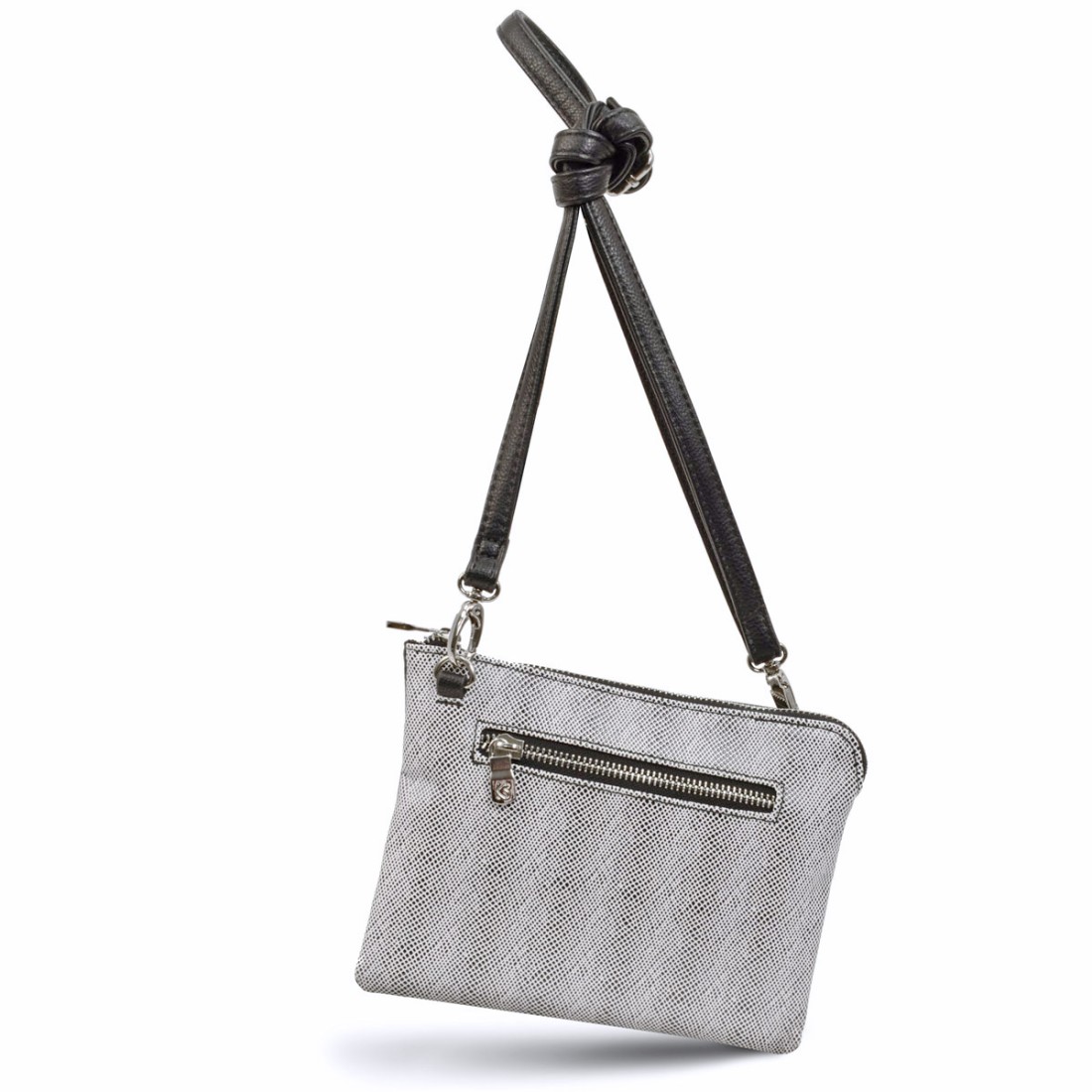 POCHETTE SYNTHETIQUE A BANDOULIERE REGLABLE NOIR ET BLANC