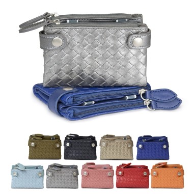 Porte-monnaie Simili Tressé - Assortiments de 6 coloris