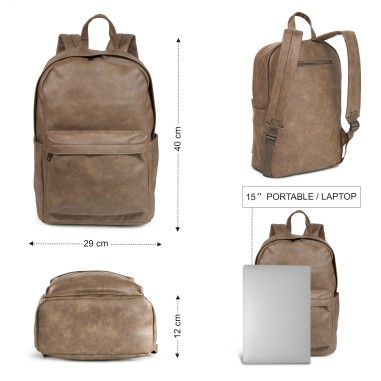 Quentin - Sac à dos Streetwear avec Poche pour PC - Marron Homme 