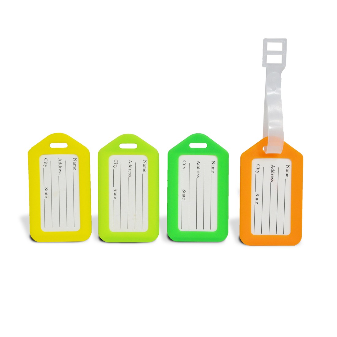 Lot de 4 porte-étiquettes pour bagages - 4 coloris
