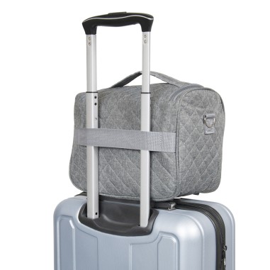 PARIS - SET DE 3 VANITYS TEXTILE GRIS, MULTIPOCHES ZIPPÉES