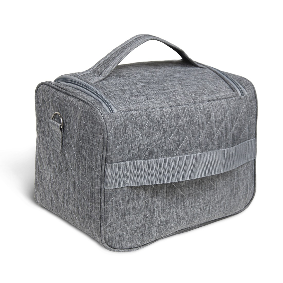 PARIS - SET DE 3 VANITYS TEXTILE GRIS, MULTIPOCHES ZIPPÉES