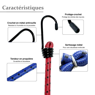 BOÎTE DE 3 TENDEURS ÉLASTIQUES AVEC CROCHET