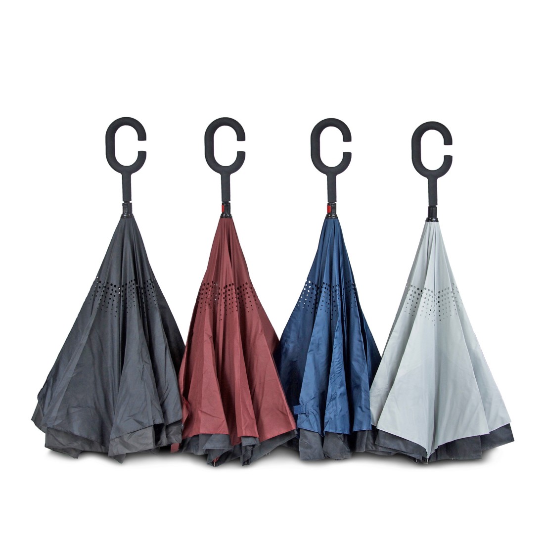 Parapluie inversé canne couleurs unies