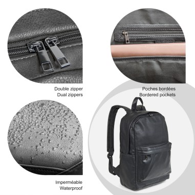 Quentin - Sac à dos Streetwear avec Poche pour PC -  Noir Homme 