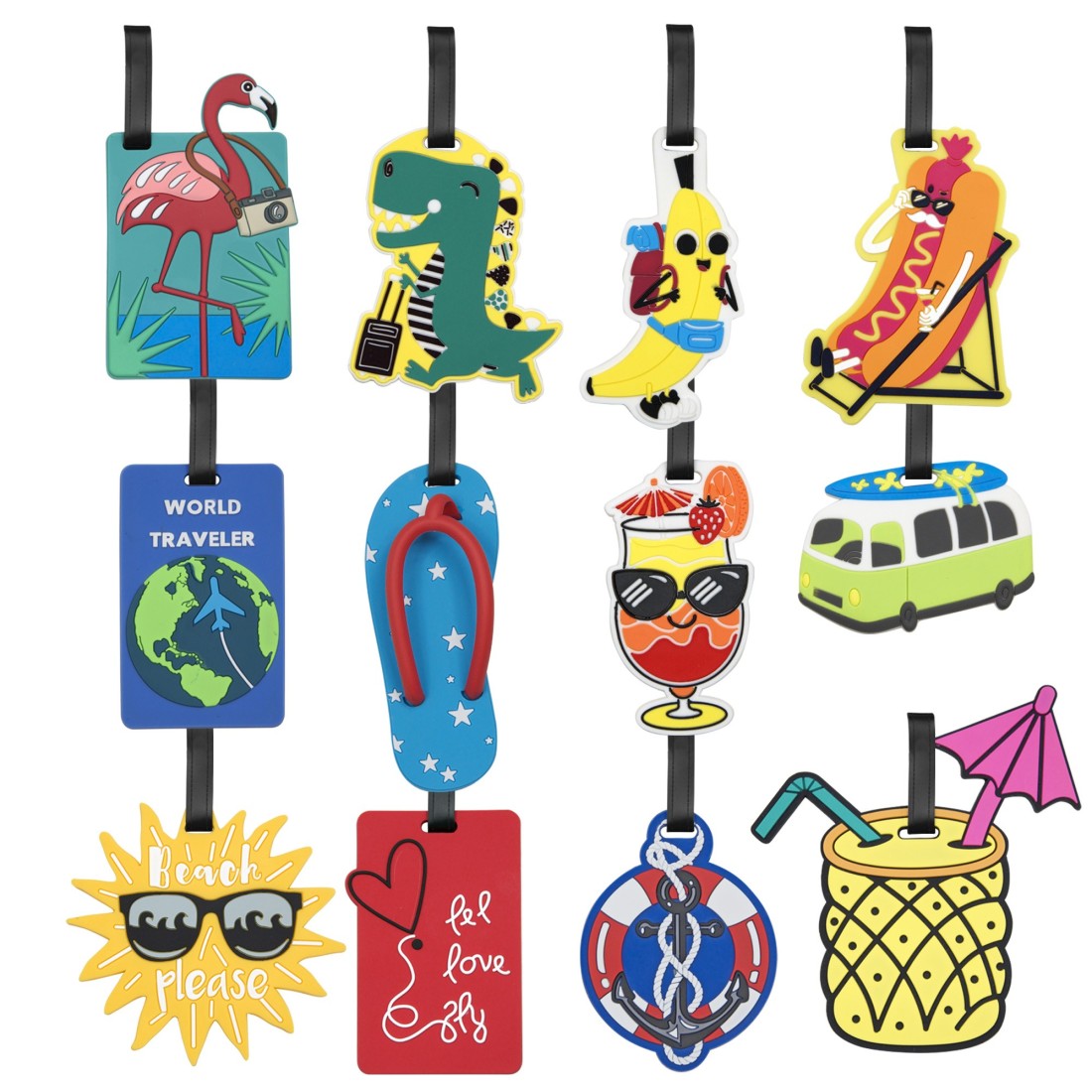 PORTE ETIQUETTE POUR BAGAGE 12 FORMES ASSORTIES