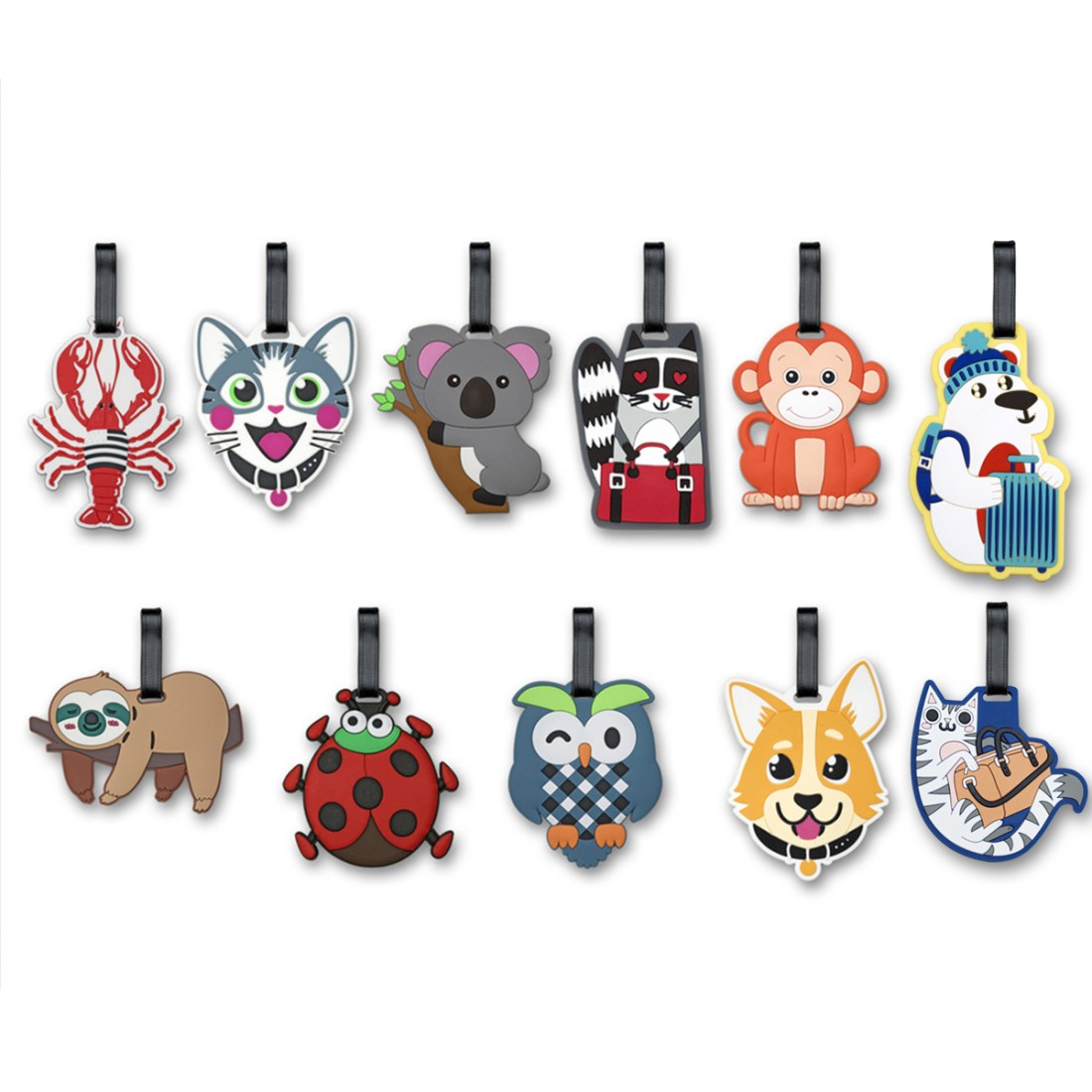 PORTE ETIQUETTE POUR BAGAGE THEME ANIMAUX 12 ASSORTIES