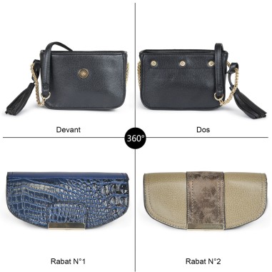 MINAUDIERE 2 RABATS INTERCHANGEABLES  PRESENTATION CINTRE