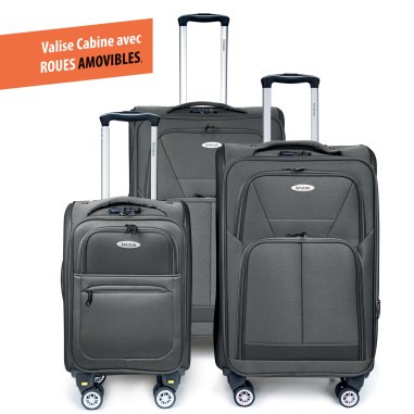 SET DE 3 VALISES TEXTILE