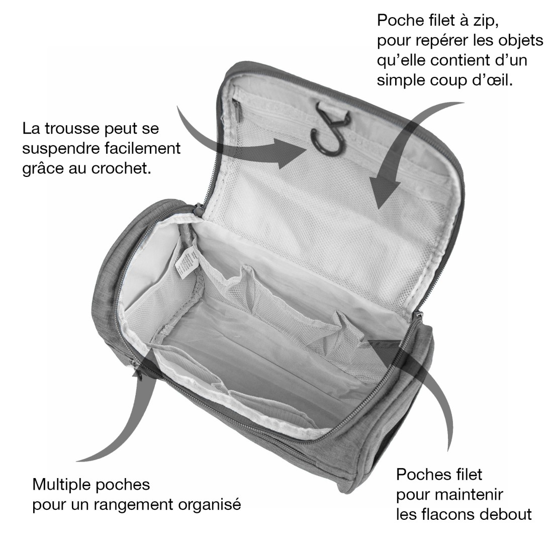 Vanity- trousse de toilette à pendre - gris chiné