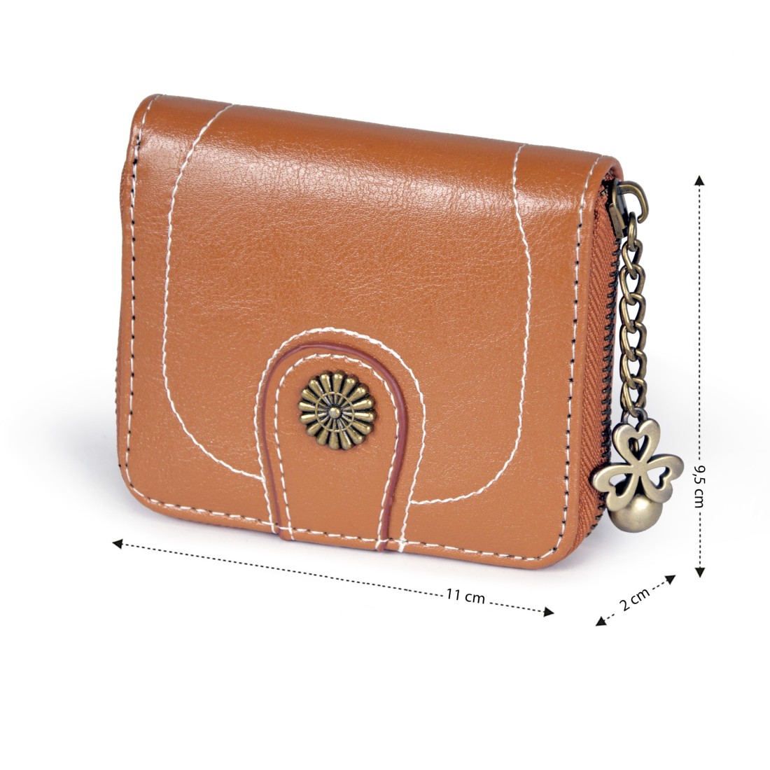 PORTE-MONNAIE FANTAISIE AVEC PENDELOQUES ET BOUTON EN MÉTA