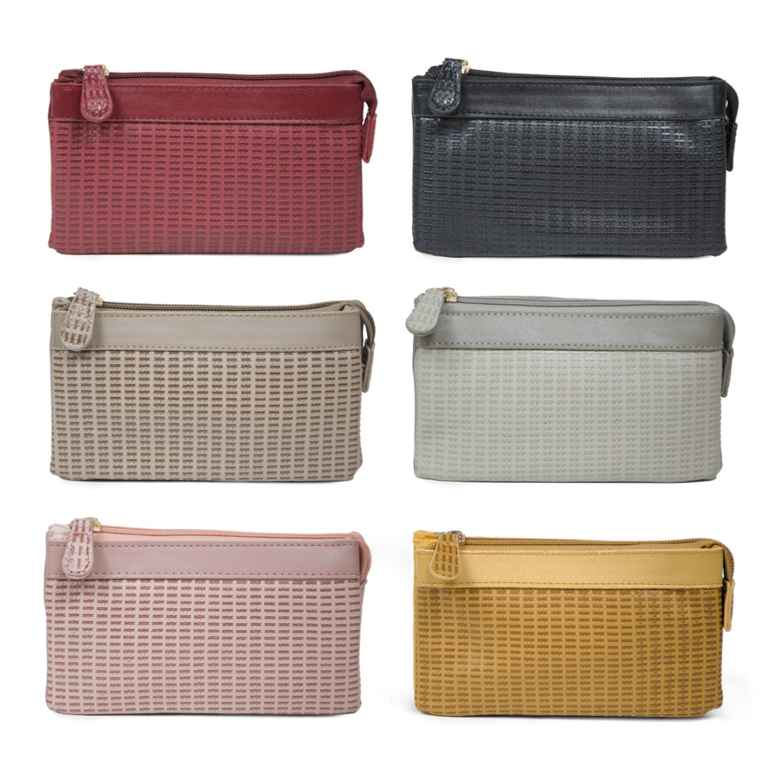 Porte-monnaie/cartes, souple à soufflets, en synthétique facon tressé