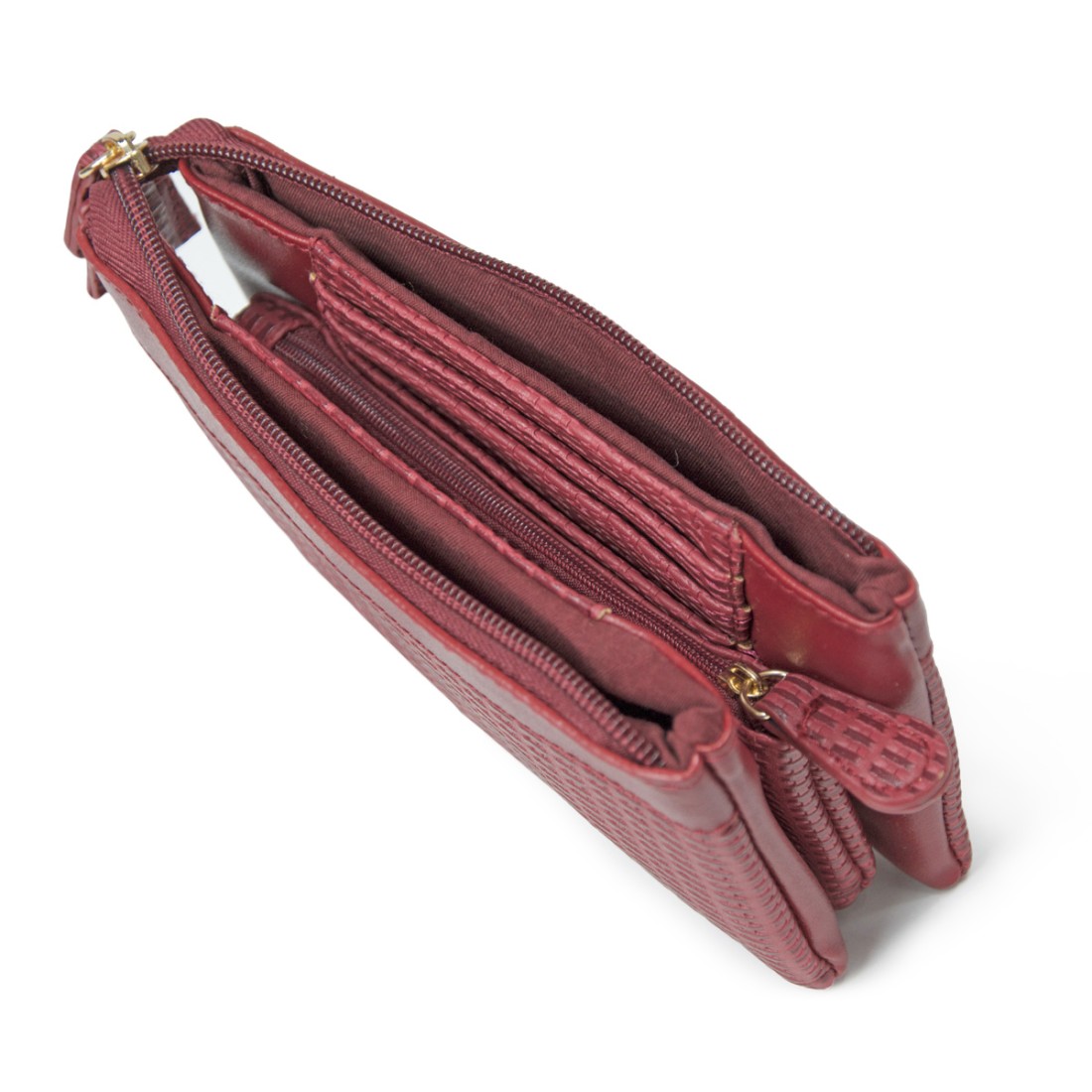 Porte-monnaie/cartes, souple à soufflets, en synthétique facon tressé