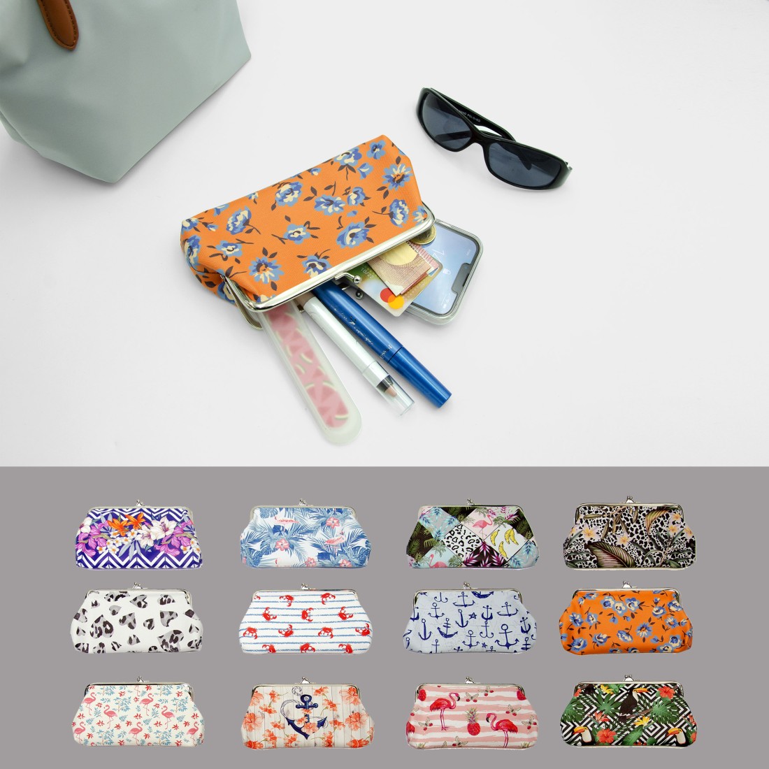 PORTE MONNAIE FERMOIR SYNTHETIQUE IMPRIME