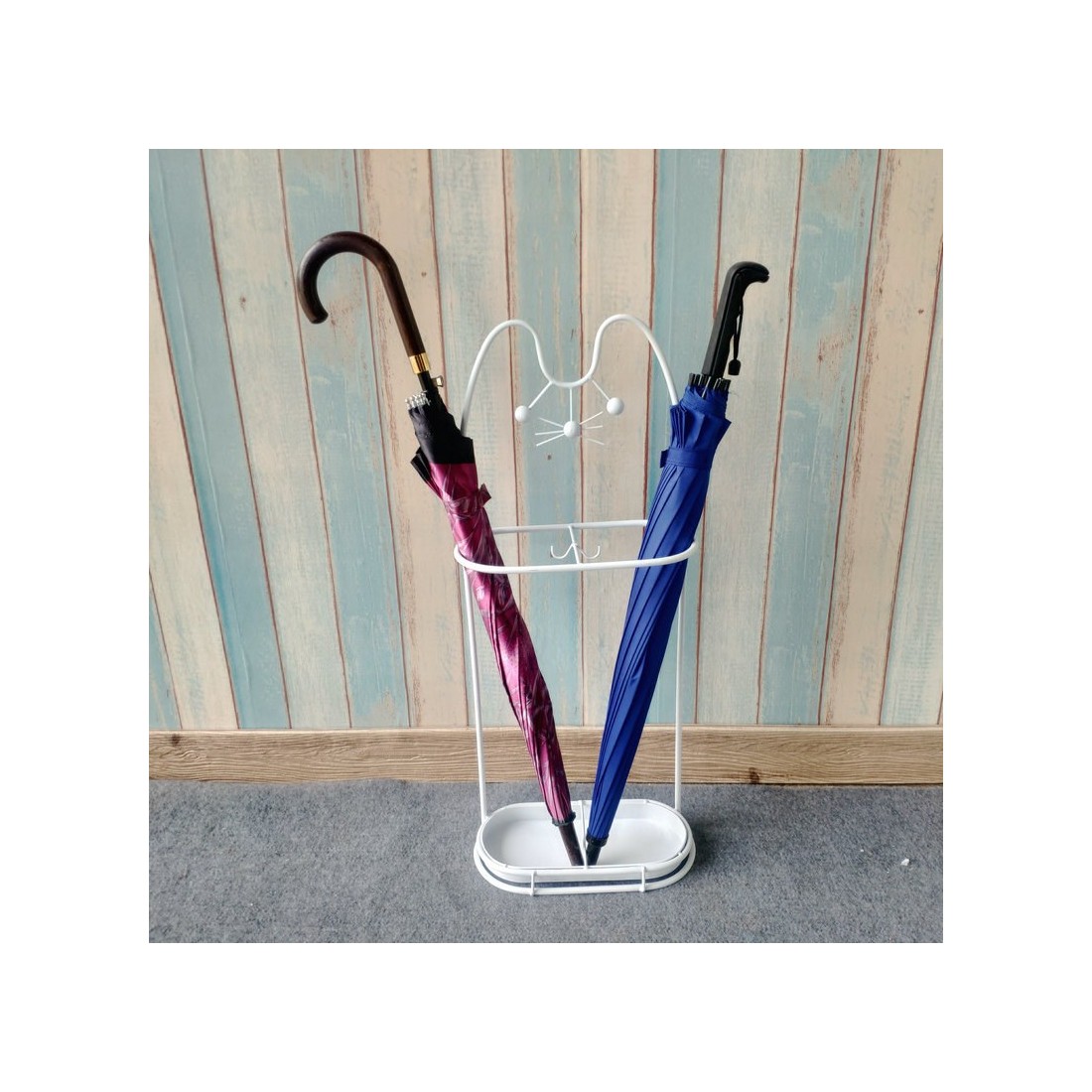 Porte-parapluie Chat Métal Blanc