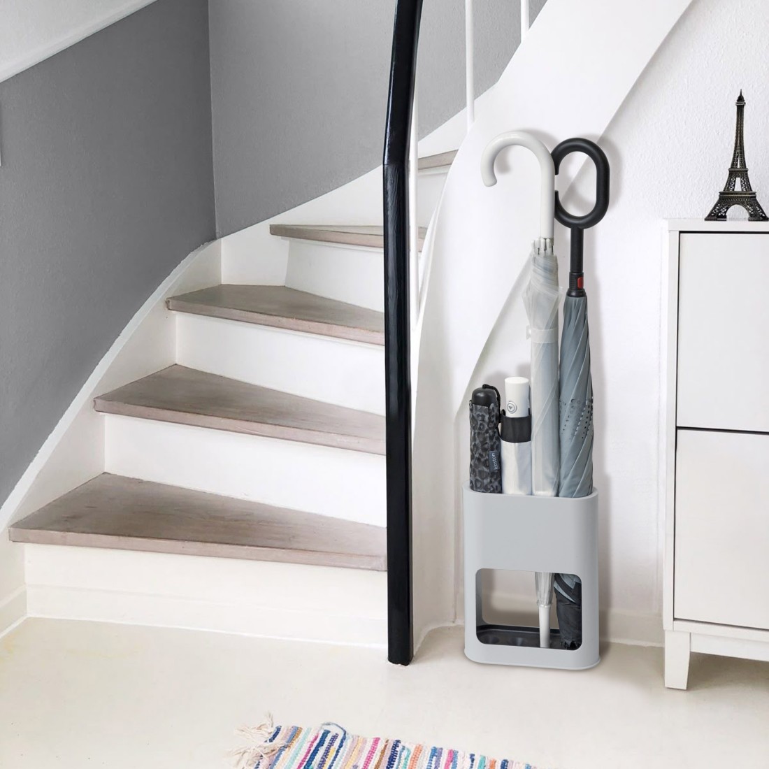 Porte-parapluie gris pour 4 parapluies