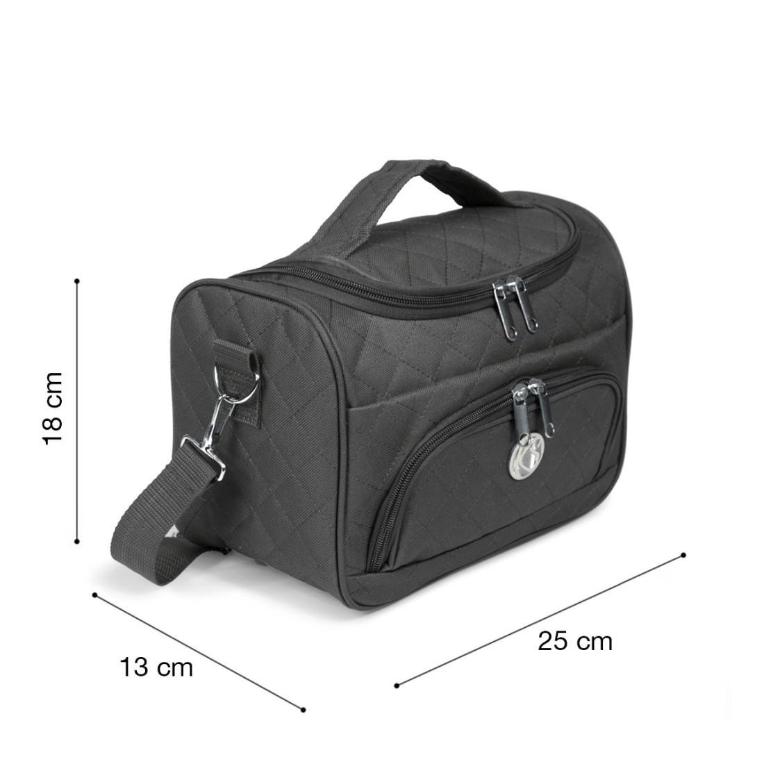 MADRID - SET DE 3 VANITYS TEXTILE NOIRS, MULTIPOCHES ZIPPÉES