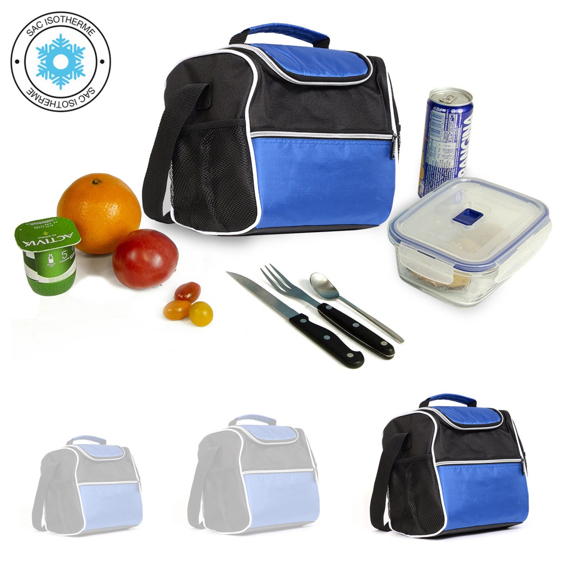 Take Away - Sac Repac isotherme Noir & Bleu - Grand modèle