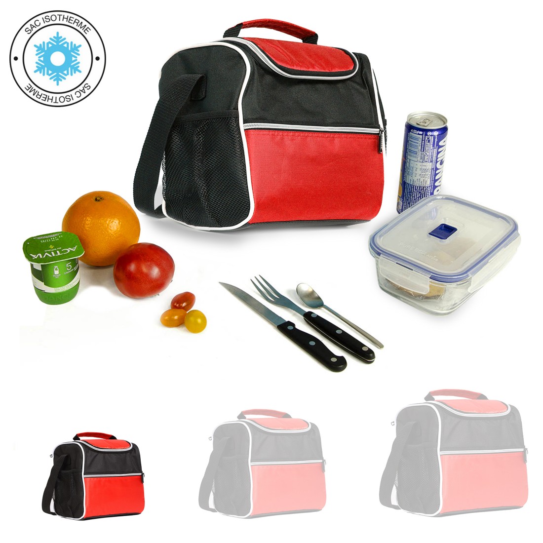 Take Away - Sac Repas isotherme Noir & Rouge - Petit modèle