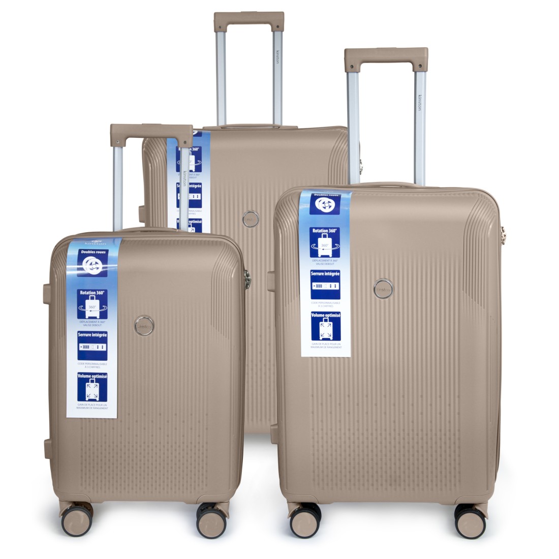 SET DE 3 VALISES PP 8 ROUES