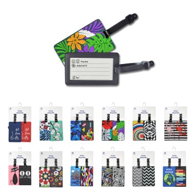 Lot de 2 porte-étiquettes motif "Formes géométriques" pour bagages