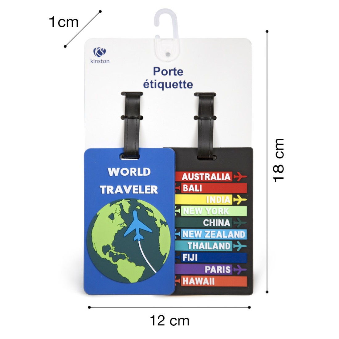 Lot de 2 porte-étiquettes motif "Formes géométriques" pour bagages