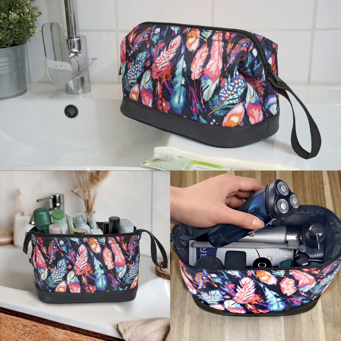 TROUSSE DE TOILETTE TEXTILE IMPRIME