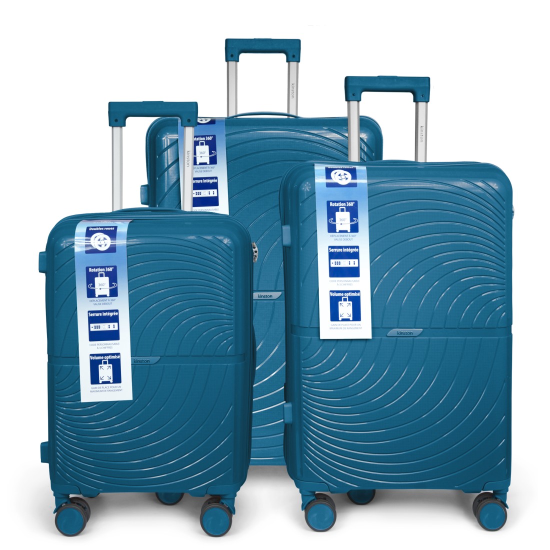 SET DE 3 VALISES PP 8 ROUES