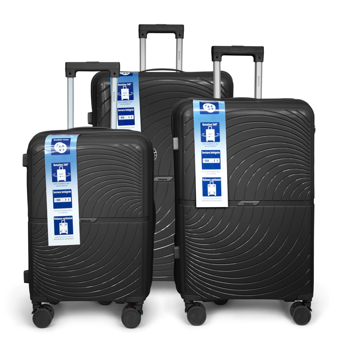 SET DE 3 VALISES PP 8 ROUES