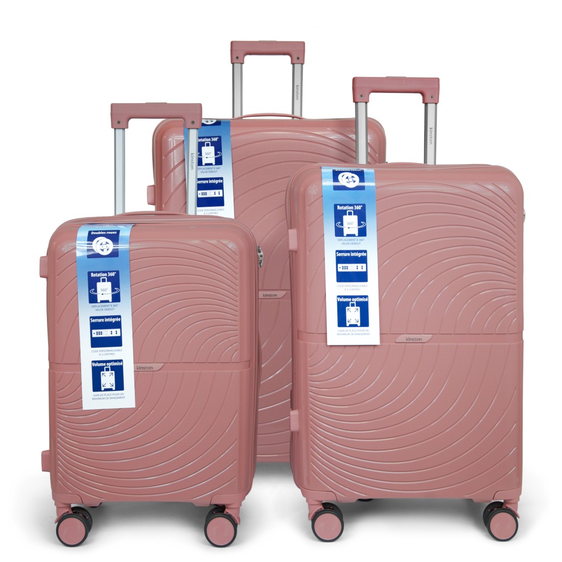 SET DE 3 VALISES PP 8 ROUES