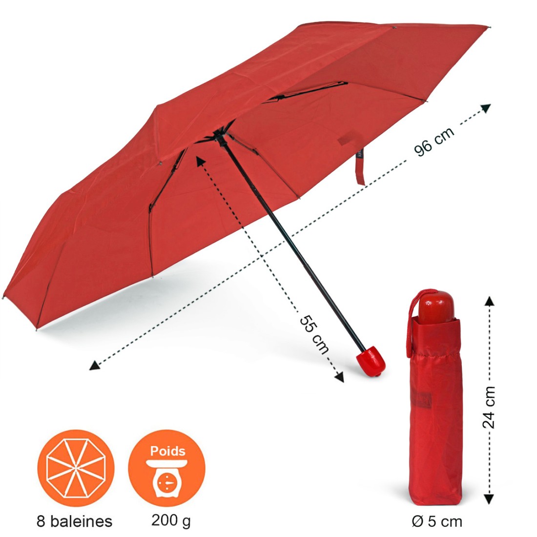 PARAPLUIE MINI MANUEL COLORIS ASSORTIS