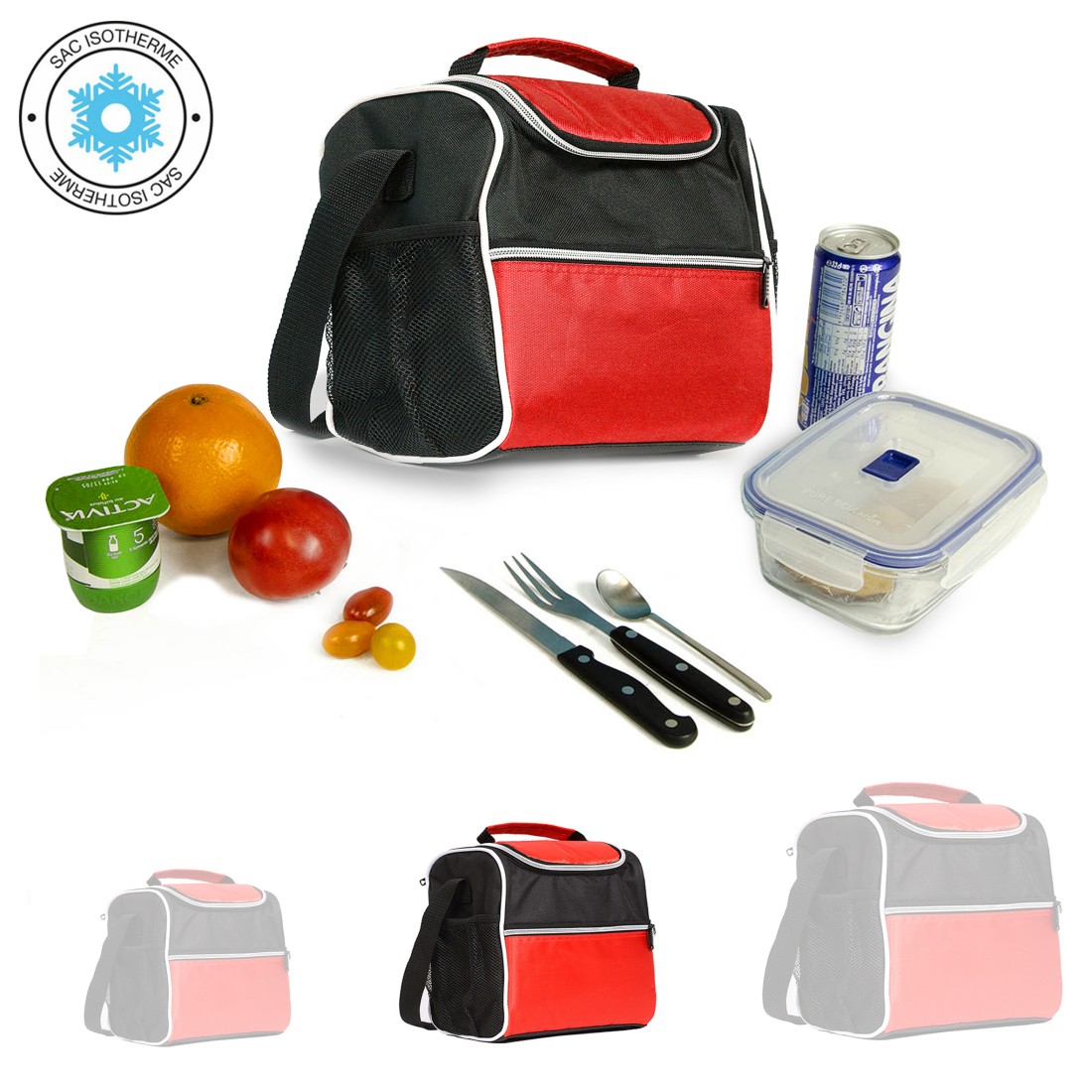 Take Away - Sac Repas isotherme Noir & Rouge - Moyen modèle