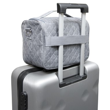 PARIS - SET DE 3 VANITYS TEXTILE GRIS, MULTIPOCHES ZIPPÉES