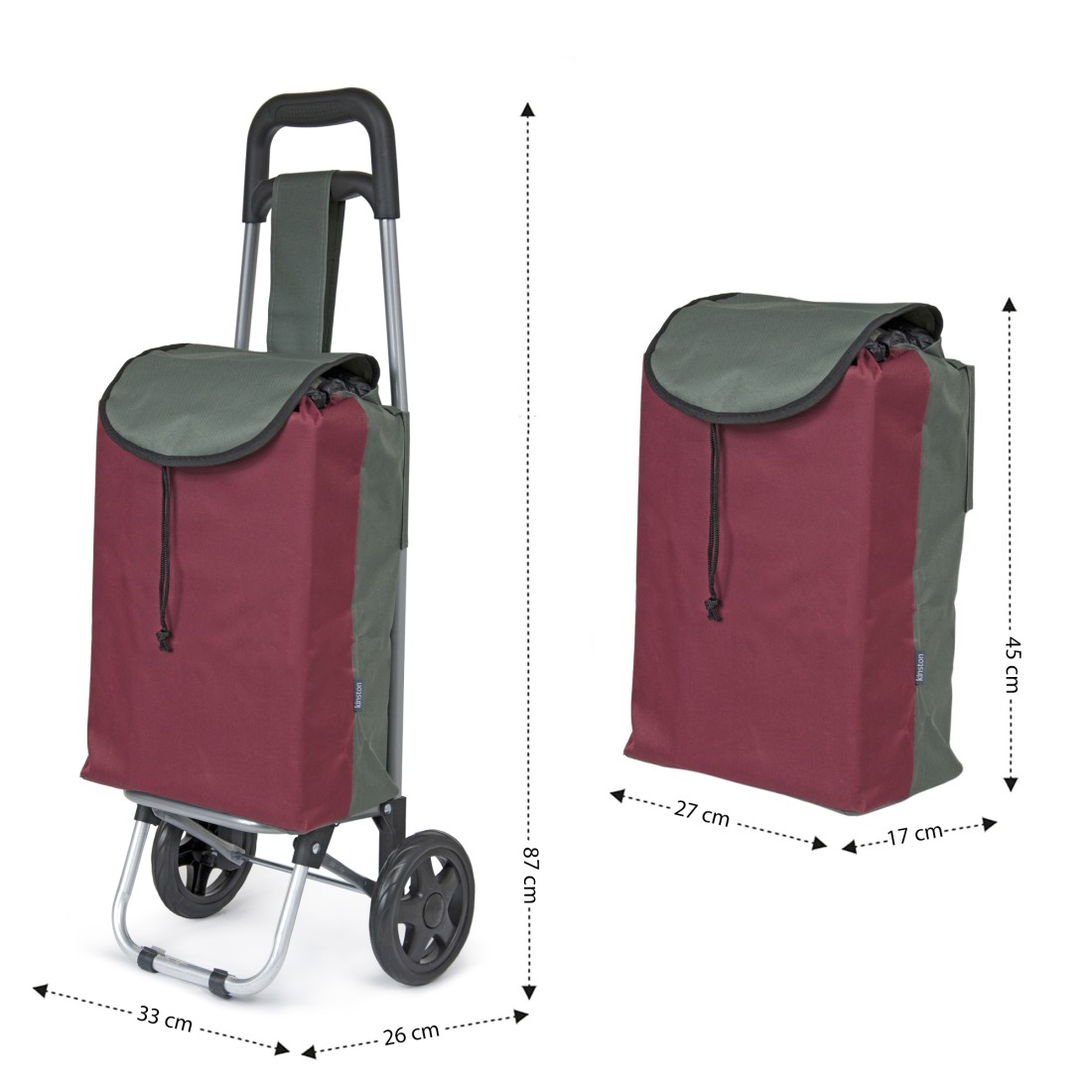 Chariot de course bicolore- Prune / Gris - Petit modèle Extra light