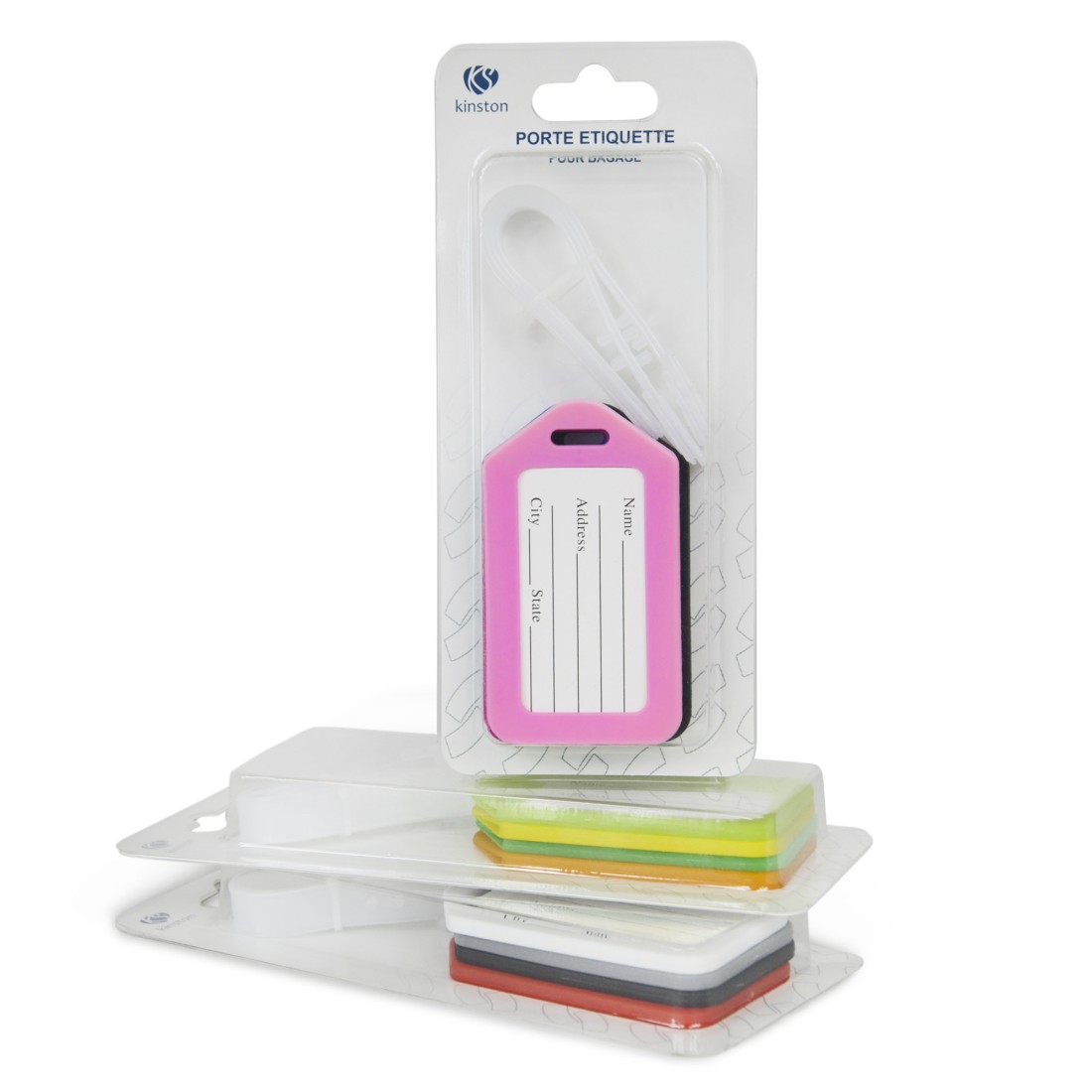 Lot de 4 porte-étiquettes pour bagages - 4 coloris