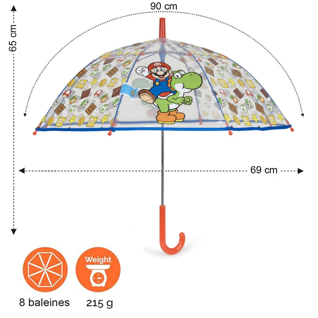 PARAPLUIE TRANSPARENT MARIO