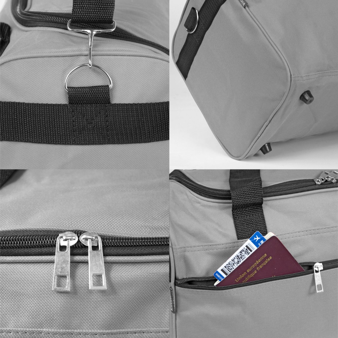 SAC VOYAGE LOW COST TEXTILE PETIT MODELE (Gris)